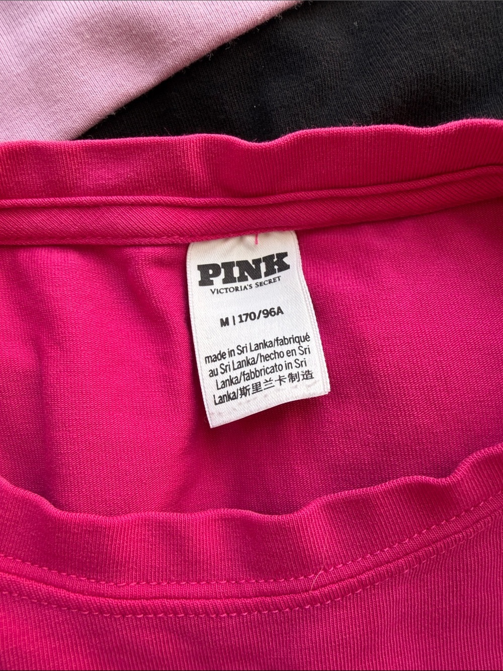 PINK Victoria's Secret Hot Pink Top & pink& black bling foldover leggings Medium - Picture 3 of 9